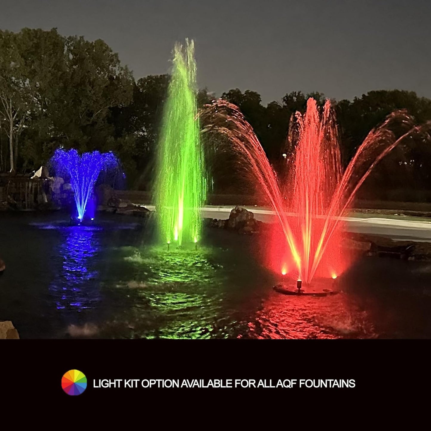 HALF OFF PONDS Floating Fountain – 1/2 HP Pond Aerator, 100' Cord – 6,100 GPH Water Pump – 9 Spray Patterns - Improves Water Quality - for Ponds & Water Gardens