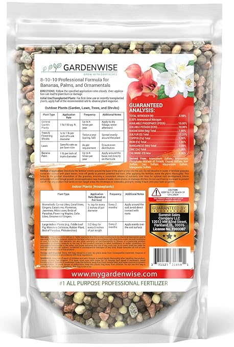 Elite 8-10-10 Professional Fertilizer for Banana, Flowering, and Fruit Trees, Ornamentals - Boosts Flowering & Fruiting - for Indoor & Outdoor Plants (4 QUARTS)
