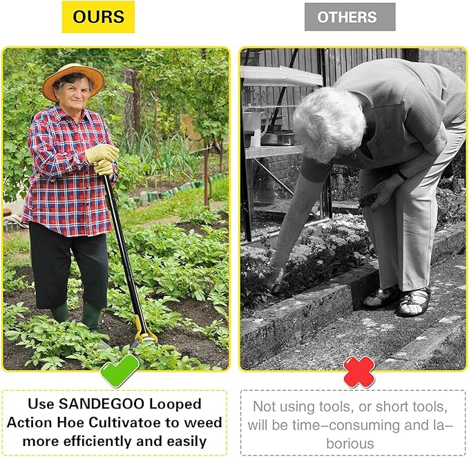 Garden Hoe Tool，42 inch Weeding Tools for Garden,Handheld Weeding Rake Planting Vegetables Farm,Sharp Durable Gardening Gifts for Hoe Garden Tool Traditional Steel Quenching Forging Process