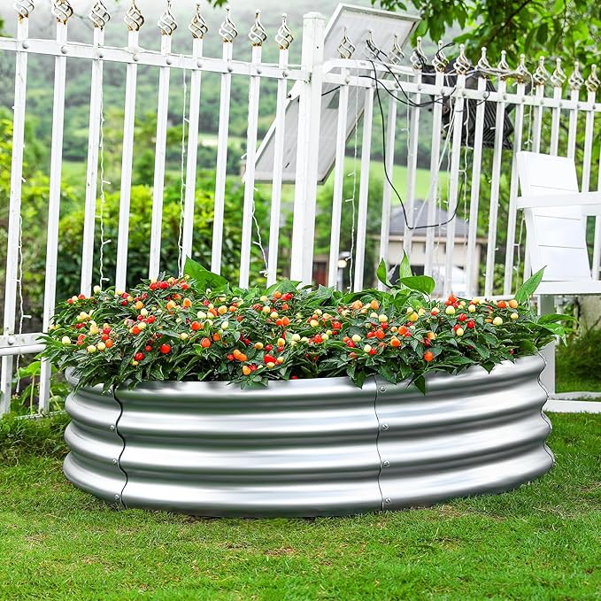 Land Guard Galvanized Raised Garden Bed 2Pcs, Planter Raised Garden Beds Outdoor, Round Clearance Raised Garden Beds for Gardening Vegetables……