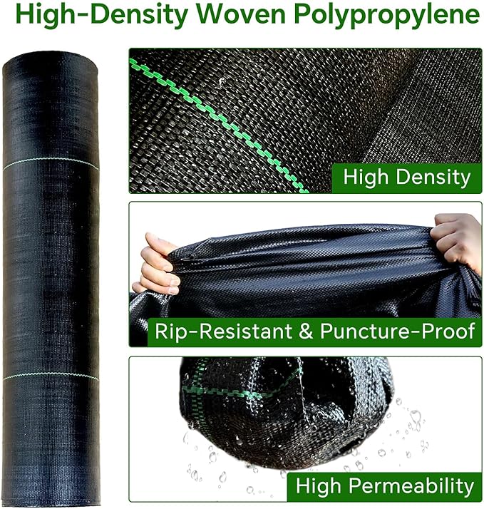 Weed Barrier Landscape Fabric Heavy Duty,3.2 OZ Premium Garden Weed Blocker Fabric for Weed Control, Plastic Ground Cover with Woven Weed Cloth,Durable Landscaping Fabric (2.8 X 100FT)