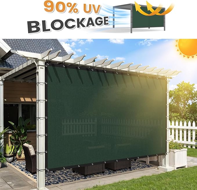 VICLLAX Shade Fabric Sun Shade Cloth with Every 2 FT Grommets for Patio Garden Pergola Cover Canopy 7x21 FT, Dark Green