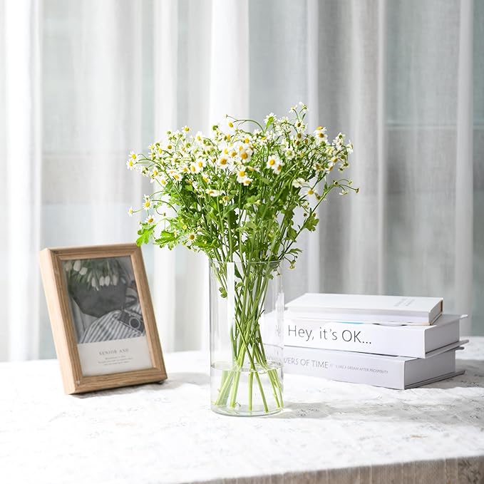 Clear Flower Vase, Non-breakable Vases, 4" W x 10" H, Acrylic Vase, Aesthetic Room Decor Cylindrical Modern Flower Vases for Table Centerpiece, Home Decor, Women Floral Arrangement Gift