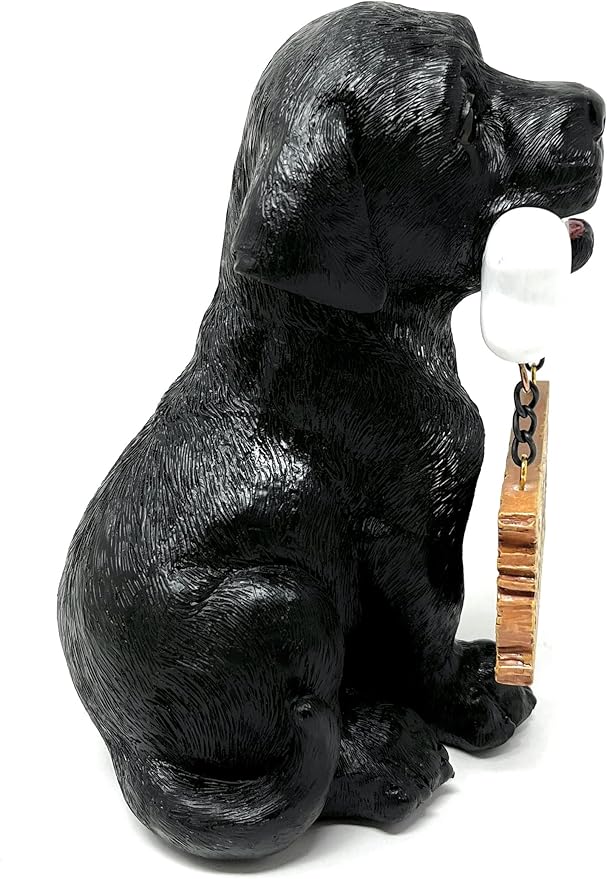 Nature's Mark Black Labrador Retriever Dog Puppy Statue with Welcome Sign Resin Garden Statue Decor 6.7" H