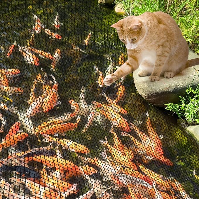 PACETAP Pond Netting Kit 15 x 20 Ft for Leaves, Heavy Duty Koi Pond Cover, Pool Protective Cover Netting with Stakes Protecting Koi Fish from Birds, Cats, Predators