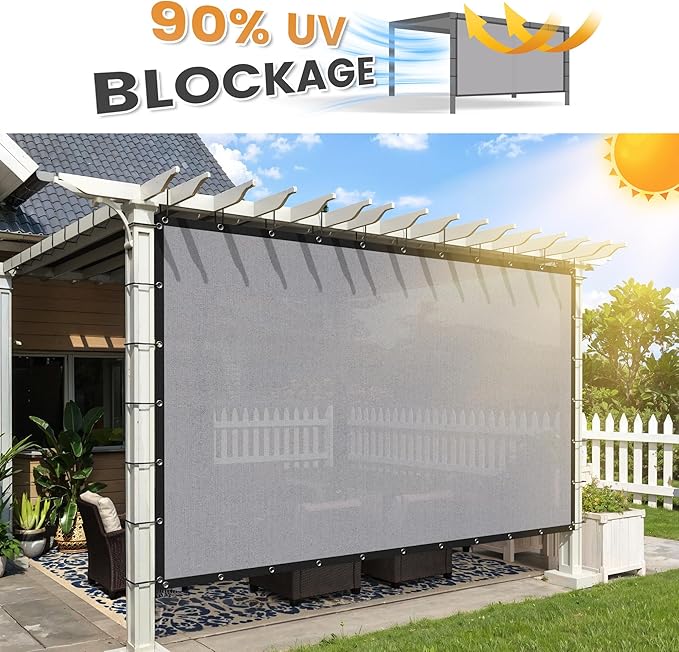 VICLLAX Shade Fabric Sun Shade Cloth with Every 2 FT Grommets for Patio Garden Pergola Cover Canopy 10x19 FT, Light Grey