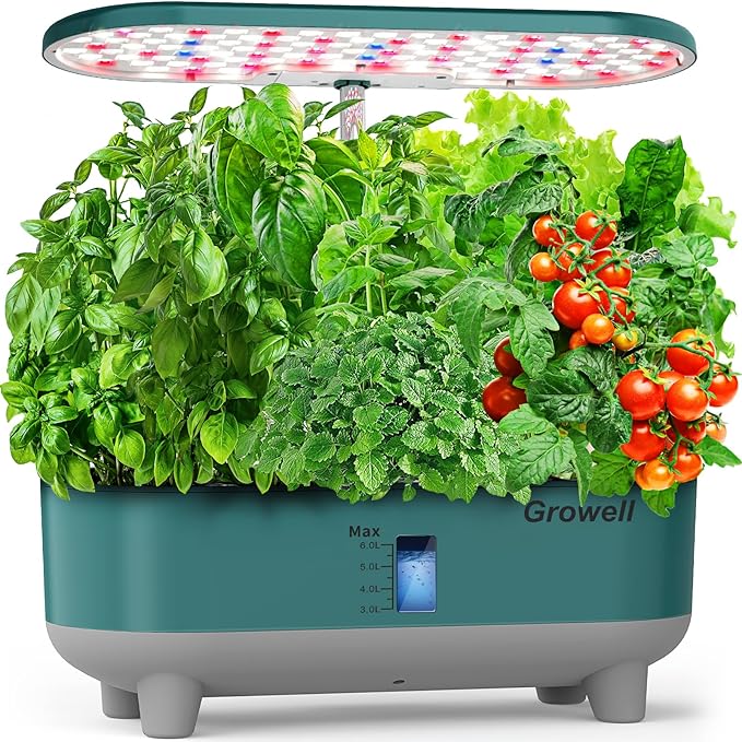 Hydroponics Growing System Kit, 16 Pods Indoor Garden with 28W Full Spectrum LED Grow Light, Auto Timer, 3 Smart Light Modes, 8L Large Herb Garden, Ideal Gardening Gift for Women, Men (Green)