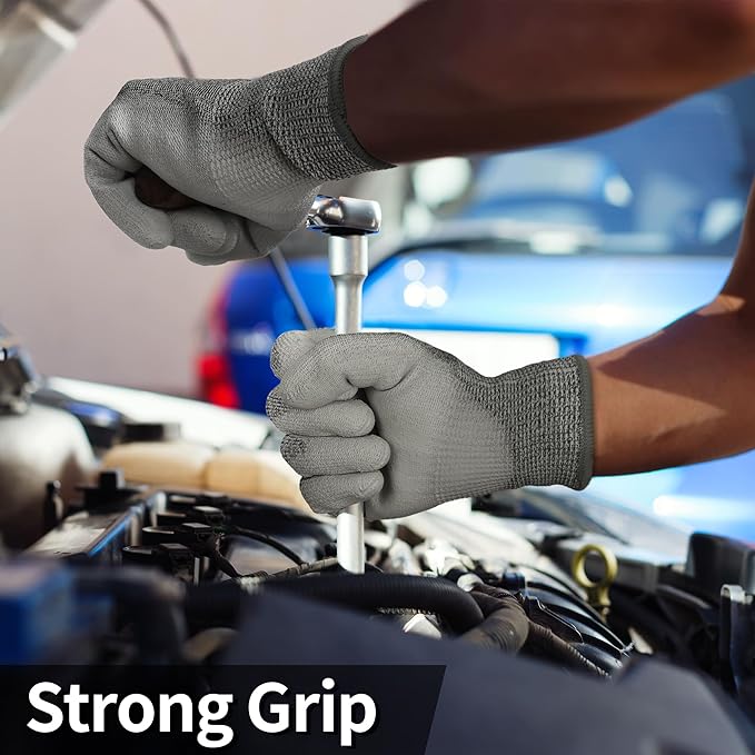 Schwer 240 Pairs ANSI A5 Cut Resistant Work Gloves, Cut Proof Gloves with PU Coating, Used for Metal Fabrication, WoodWorking, Construction, Non Slip, Durable, M, CR3088