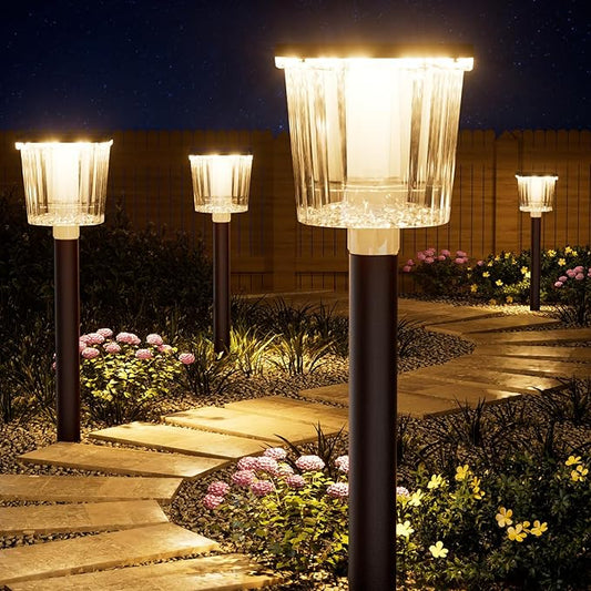 Super Bright Solar Pathway Lights Outdoor Powered,Adjustable Warm&Cool White,Waterproof IP65 Garden Decor Landscape Lighting Outside for Yard/Patio/Walkway/Driveway/Landscape (Cocoa Brown, 5 Pack)