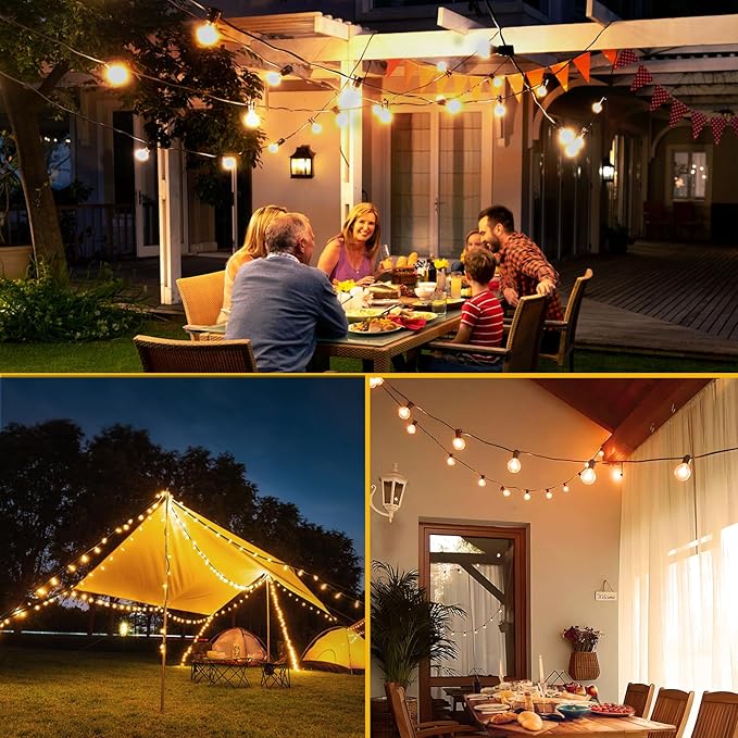 XURISEN Outdoor String Lights, 23FT LED Patio Lights for Outside with 8 Shatterproof G40 Globe Bulbs UL Listed IP65 Waterproof Hanging Lighting for Backyard Balcony Bistro Party Decor