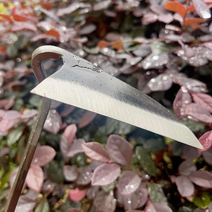 12 Inch Japanese Gardening Hand Weeding Sickle, Weeding Hoe with Long Wooden Handle