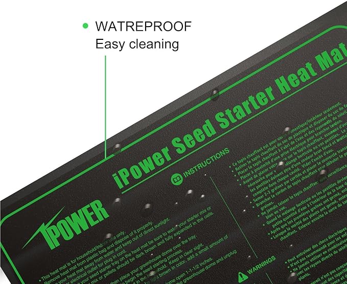 iPower 20" x 20" Warm Hydroponic Seedling Heat Mat and Digital Thermostat Control Combo Set for Seed Germination, Black