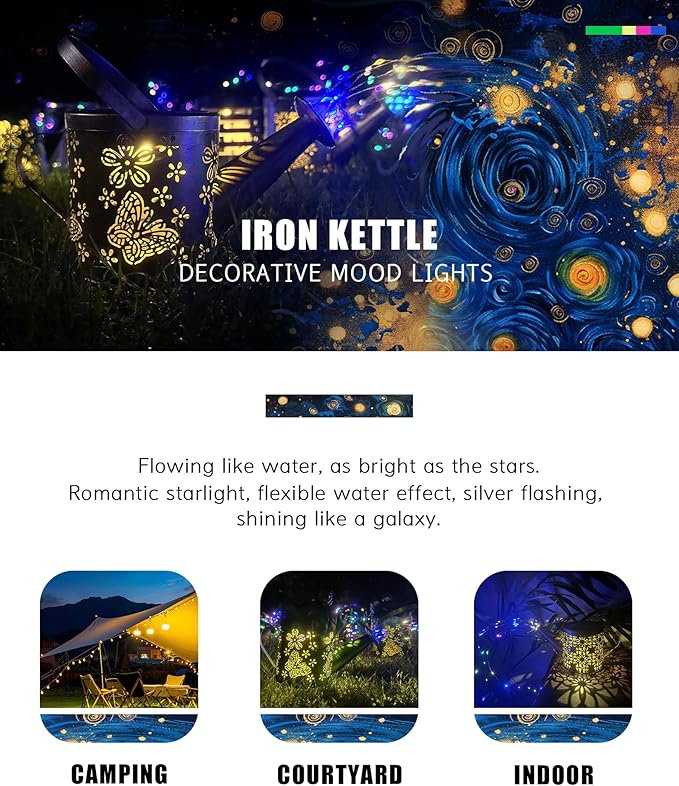 Solar Watering Can with Colorful Lighting, Waterproof Garden Decor, Birthday Gifts for Mom Grandma (Frog, 32 inch Shepherd Hook)