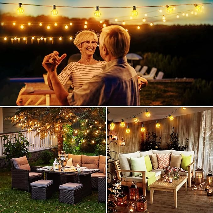 XURISEN Outdoor String Lights with Dimmer, 98FT LED Patio Lights for Outside with 52 Shatterproof G40 Globe Bulbs UL Listed Waterproof Hanging Lighting for Backyard Balcony Bistro Party Decor