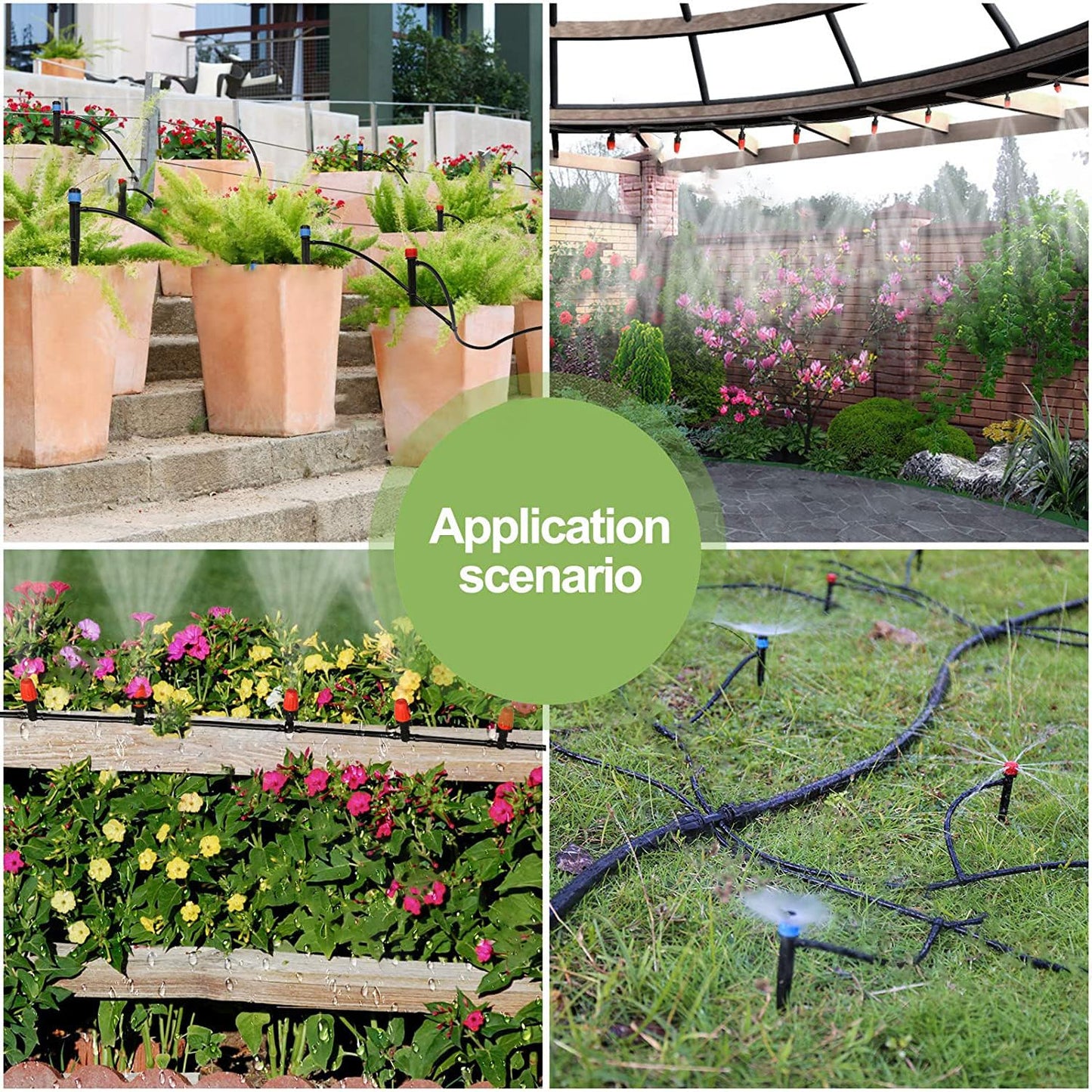 FAMILY'S BACKYARD 164FT Drip Irrigation System,Irrigation System for Garden Watering System,drip Irrigation kit1/2inch to 1/4inch Irrigation Tubing Hose Adjustable Nozzle Emitters Barbed Fittings
