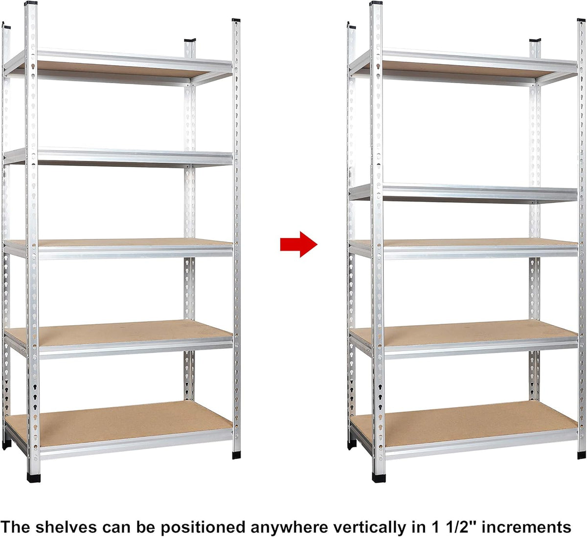 Amazon Basics 5-Tier Medium Duty Storage Shelving Single Post Press Board Shelf - 48 x 18 x 72 Inches, Aluminum