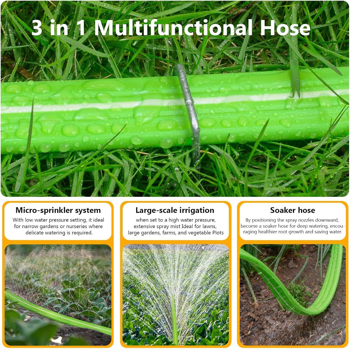 LAVEVE Sprinkler Soaker Hose for Yard 15 FT, Heavy Duty Garden Water Hoses with Stakes, Sprinklers System for Lawn, Flexible Drip Irrigation Tubing