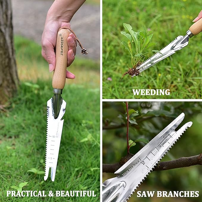 SHANFEEK Weed Puller Crack Weeder Weed Remover Tool for Yard Hoe Gardening Tools Stainless Steel One-Piece Molding (I-Type)