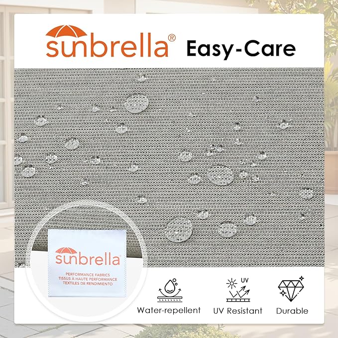 Outdoor Sunbrella Square Corner Seat Cushion, 19"x19"x3", Set of 4, Non Slip Outdoor Seat Cushion Pads with Removable Cover for Patio Furniture, Garden Yard Lawn, Specrtum Pebble