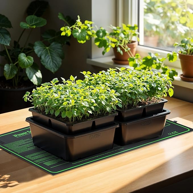 iPower Durable Seedling Heat Mat Warm 10" x 20" Hydroponic Heating Pad Waterproof for Seed Starting Greenhouse and Germination