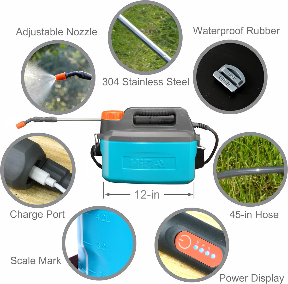 ES4-PRO Electric Sprayer 1 Gallon Built-in 4000mAh,Rechargeable Battery Powered Sprayer with Telescopic Wand,Plant Mister,Kitchen Cleaning,Indoor Watering Can for Plants (Blue)