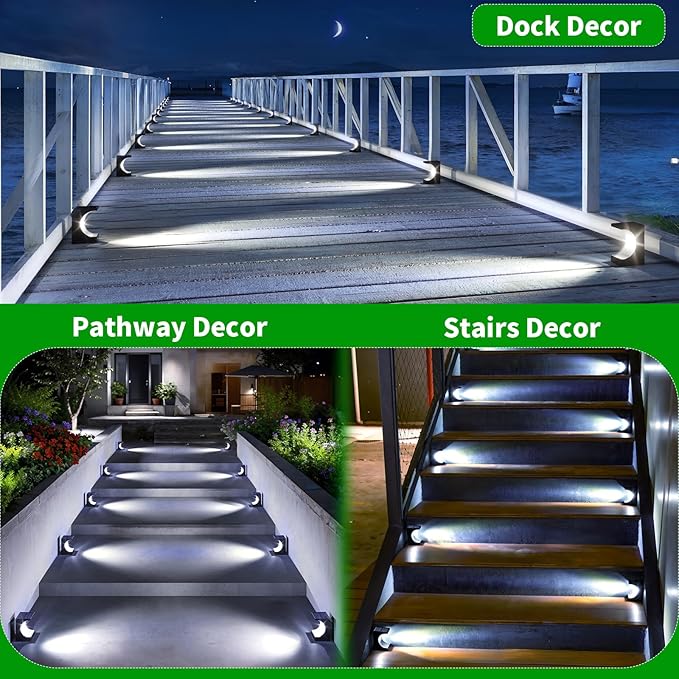 JSOT Solar Step Lights - Outdoor Stair Lights 12 Pack Deck Light Solar Powered Decor Light for Garden Yard Patio Front