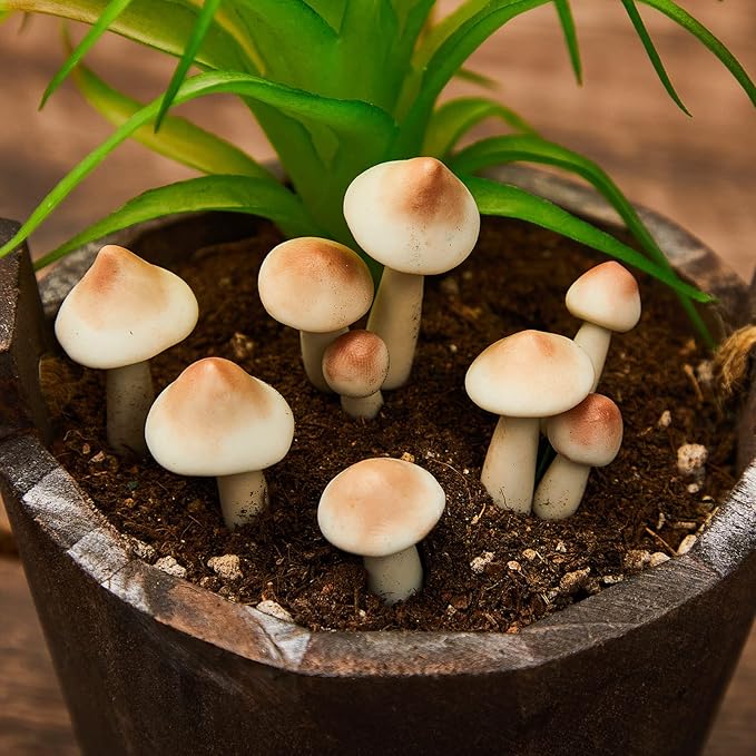 Taiyin 5 Pcs Luminous Mushroom Miniature Garden Mushrooms Outdoor Decor Waterproof Glow in The Dark Yard Decor for Fairy Outdoor Garden Micro Landscape Christmas Tree Decor