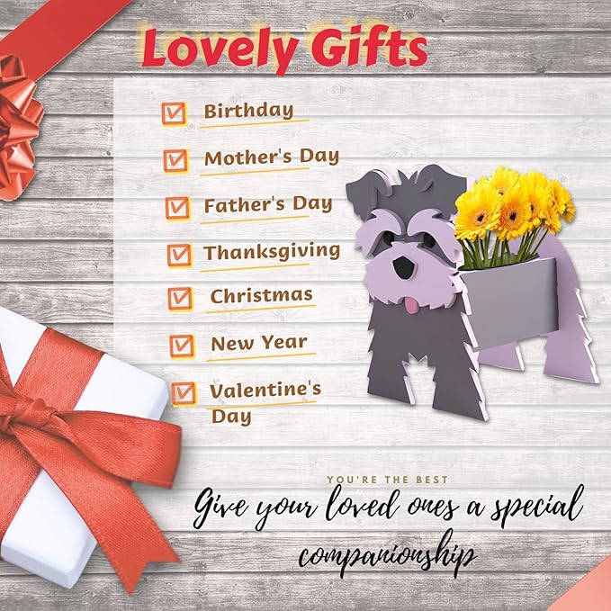 Gray Schnauzers Dog Planter Plant Pots,Cute Garden Dog Flower Planter,Large Dog Planters Birthday Gifts for Women,Office,Indoor/Outdoor Decor(9.84 * 10.24 * 15in)