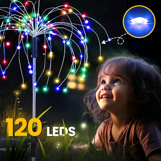 GIGALUMI Garden Outdoor Decor Lights 120LED 6Pack, Solar Garden Lights for Yard Outside Fairy Decorative,Solar Powered for Yard Pathway Flowerbed Planter Balcony Patio Decor（Multicolor）