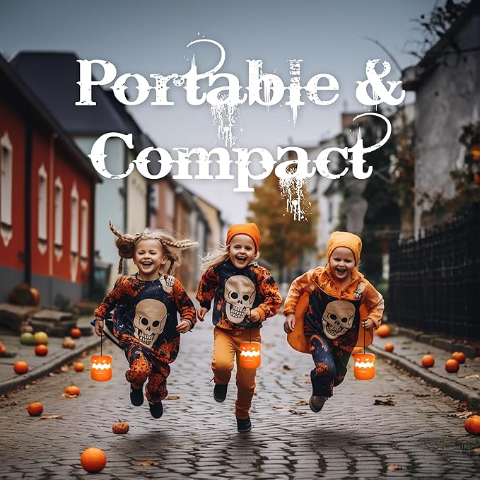 EverBrite 6-Pack Halloween Pumpkin Lantern, Collapsible Jack O Lantern Pumpkins with Lanyard, Halloween Party Favors for Kids, Light up Pumpkin Outdoor for Halloween Party Decoration, Battery Included