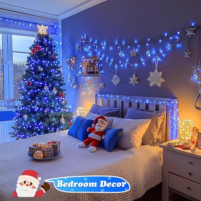 JMEXSUSS 500 LED Blue Christmas Lights Outdoor, 173ft 8 Modes Waterproof Christmas Tree Lights, Green Wire LED Fairy String Lights Plug in for Indoor Party House Holiday Christmas Decor