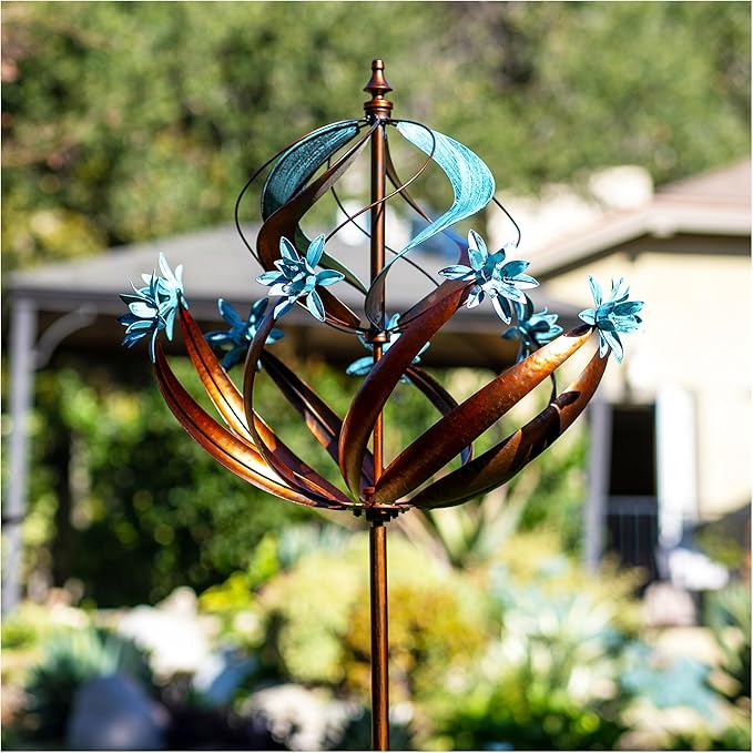 Outdoor Metal Wind Spinner for Yard Garden - Large Kinetic Wind Sculptures Spinners Outdoor, Gift for Birthday, Anniversary, Housewarming, Christmas (W26 x H86)
