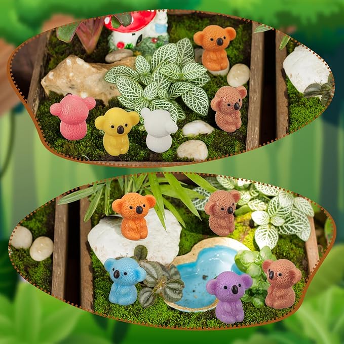 90 Pcs Resin Koala Miniatures Mini Animals Figures Cute Koala Figurine Fairy Decor Animal Ornament for Garden Landscape Home Accessories Craft Cake Decoration DIY