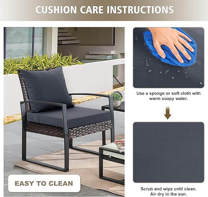 Outdoor Chair Cushions, Waterproof Outdoor Cushions for Patio Furniture w/Fade-Resistant, Removable & Machine-Washable Covers, 19x19 Inch, Ideal for Seat in Gardens/Porch – Set of 1/2/4, Dark Grey