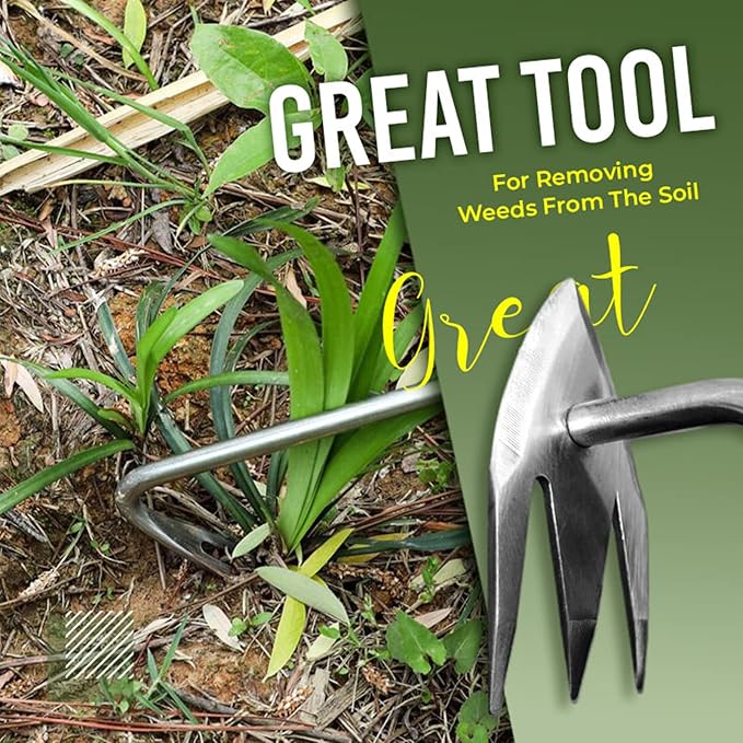Stainless Steel Multifunctional Weeder, Hand Weeder Tool Stand Up Weed Puller Tool with Long Handle, V-Shaped Light Duty Hand Weeder for Lawn Garden Yard Farmland Weed Removal (Wood Handle 2PCS)