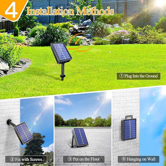 Ollny Solar String Lights Outdoor, 2 Pack Total 80FT 240LED Solar String Lights, 8 Modes IP67 Waterproof Fairy Lights for Outside Yard Garden Holiday Xmas Decorations, Warm White