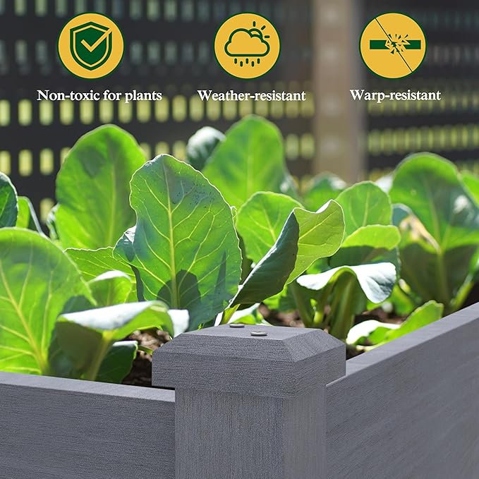 MUPATER 4x2FT Raised Garden Bed,Raised Garden Bed with Four Legs, Elevated Planter Box with Drainage Holes for Herbs, Flowers and Vegetables for Garden, Greenhous and Farm, Gray