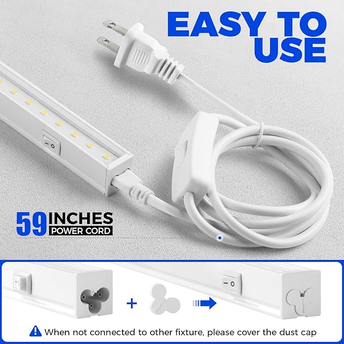 Barrina T5 Grow Lights for Indoor Plants Full Spectrum, 2FT 40W (4 X 10W) Indoor Plant Light with Separate Switch, Linkable Grow Lamp, Indoor Plant Lights for Growth with White Cover, 5000K, 4 Packs