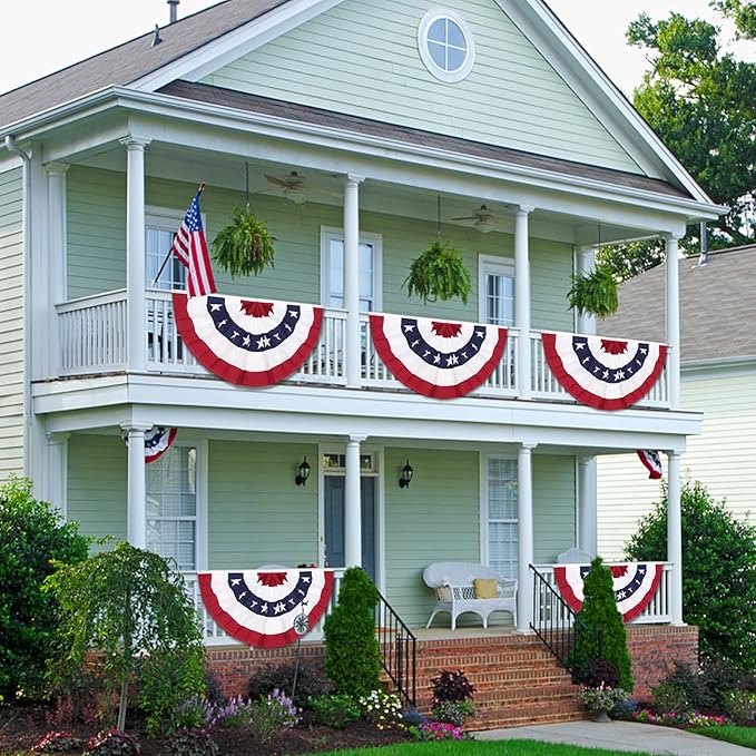 3 x 6 Ft American Pleated Fan Flag, USA Patriotic Half Fan Bunting Flag, 4th of July Decorations Flags
