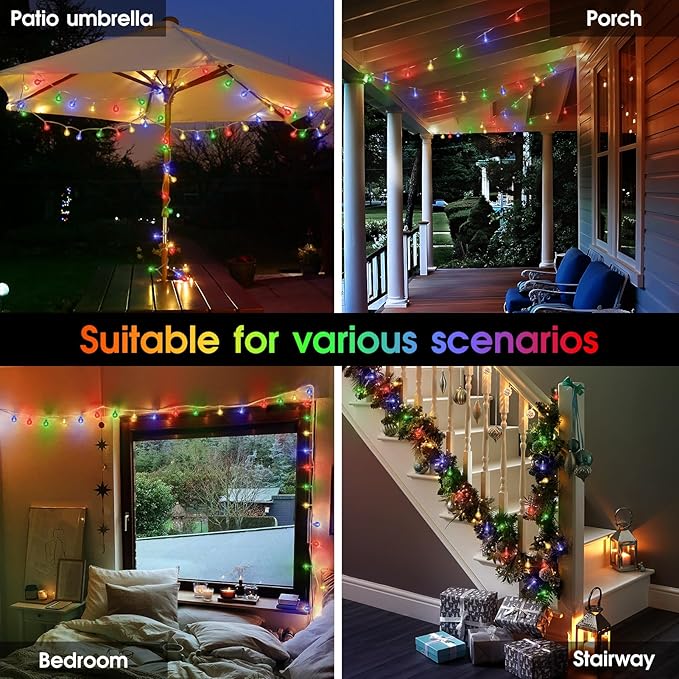 16.4ft 50LED Globe String Lights Indoor Bedroom Battery Operated, Crystal Fairy Light IP44 Waterproof Outdoor Hanging Decorative Lights for Home Tent Patio Garden Party Wedding Decor
