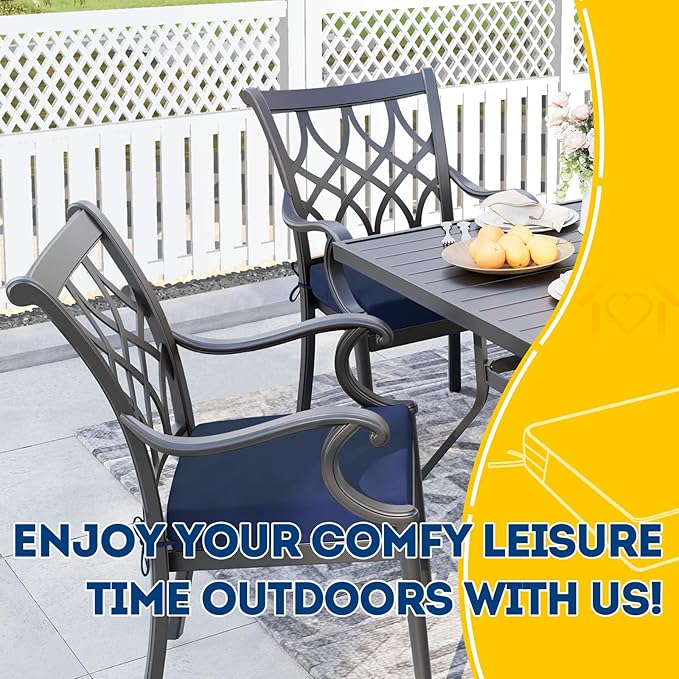 AAAAAcessories Outdoor Seat Cushions for Chairs, Waterproof, Fade-Resistant Patio Furniture Replacement Cushions, 20" x 18" x 3", Set of 2, Navy Blue