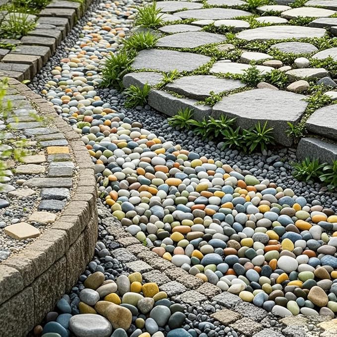 Rocks for Plants 5 Lbs, 0.8-1.5 Inch High Polished Pebbels, Decorative Stones for Garden Landscaping, Smooth Gravel Filler for Outdoor Plants, Succulents, Fish Tank and Vases
