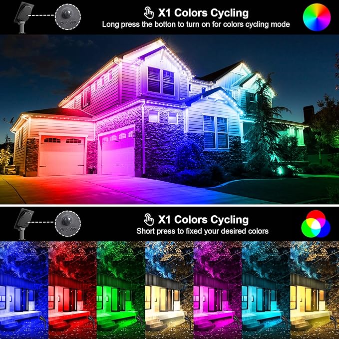T-SUNUS Christmas Solar Landscape Spotlights Color Changing 2 Pack, Halloween Solar Spot Lights Outdoor Waterproof Garden Pond Light, Separately Installed for Outdoor/Indoor