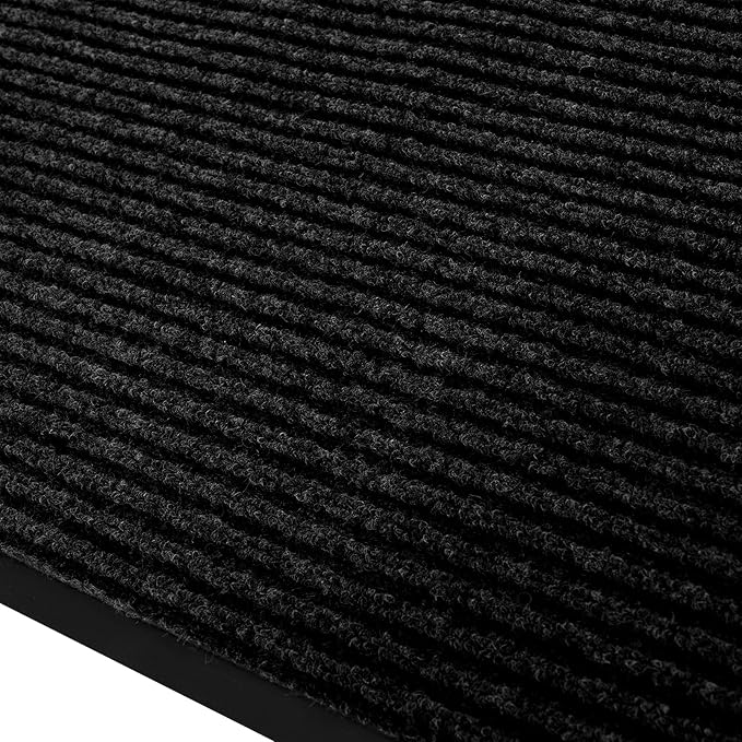 fani Heavy Duty Large Outdoor Indoor Entrance Black Doormat Waterproof Low Profile Entrance Rug Front Door Mat Patio Anti-Skid Rubber Back, 35x60 inch (Black)