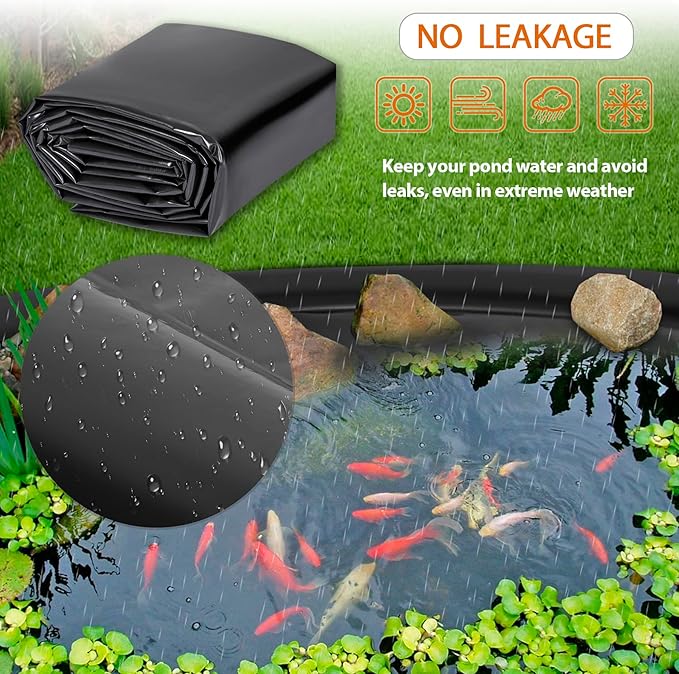 Pond Liners 20 x 30 Feet, Easy Cutting LDPE Pond Liner 20 Mil, High Preformed Koi Pond Liner for Ponds, Streams, Fountains and Garden Waterfall