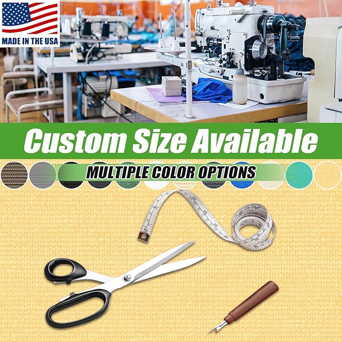 Outdoor 90% Sun Shade Cloth with Grommets, 8 X 20 FT Pergola Shade Cover for Garden Patio Carport Kennel Swimming Pool, Sand (We Make Custom Size)