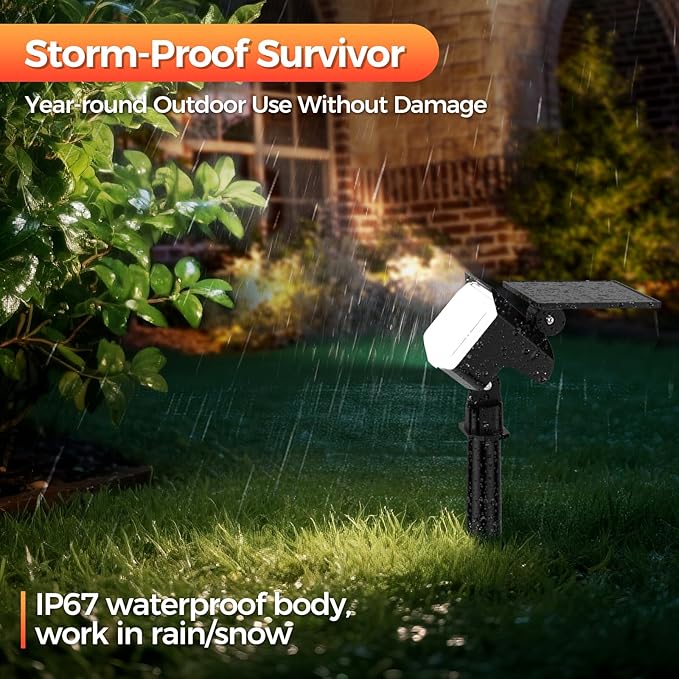 Solar Spot Lights Outdoor, 92 LEDs Landscape Lighting with 3 Lighting Modes and Auto On/Off, IP67 Waterproof Spotlights, Outdoor Solar Lights for Yard Garden, 8 Pack (Cool White)