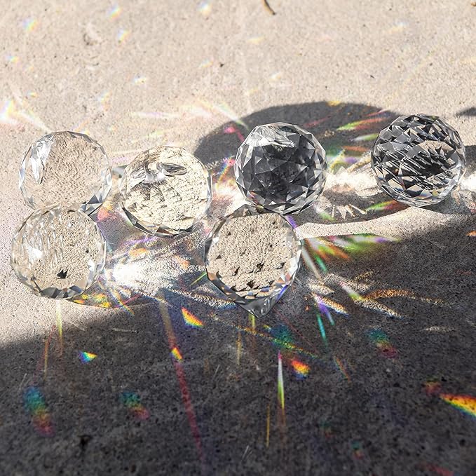 20pcs 0.8"/20mm Crystal Suncatcher Prism for Windows Hanging, Crystal Prisms Beads Ball Pendants Rainbow Maker for Fengshui, Home Room Decor, Indoor Windows
