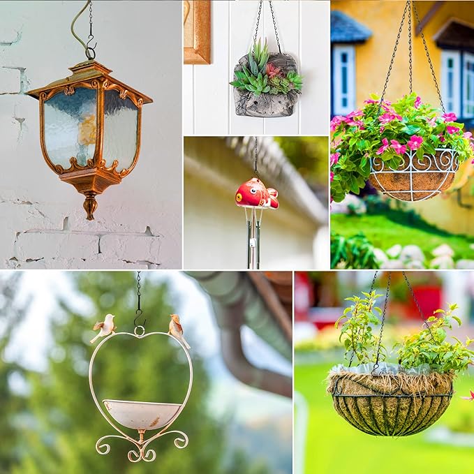 RIFNY Hanging Chains with Hooks, 15 Pieces 24 Inch Black Chain for Hanging Bird Feeders Planters Baskets Billboards Lanterns Wind Chimes Ornaments Outdoor/Indoor Use (24 inch 15pcs)