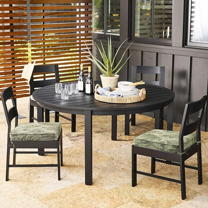 Outdoor Square Corner Seat Cushion, 18.5"x16"x3", Set of 4, Non Slip Seat Cushion Pads with Removable Cover for Patio Furniture, Garden Yard Lawn, Dark Green Vine